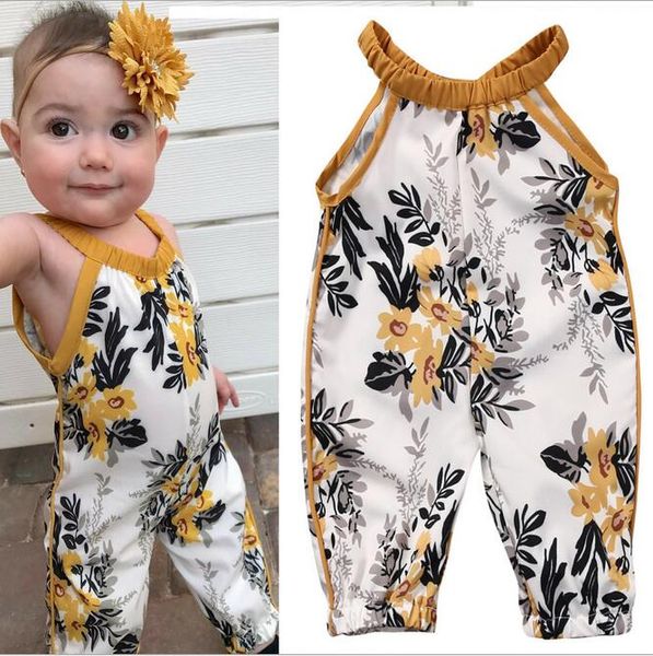 

Baby Girls printed sleeveless Jumpsuits Infant Toddle One Piece sling suspenders Rompers Baby Onesies Kids Clothes Clothing