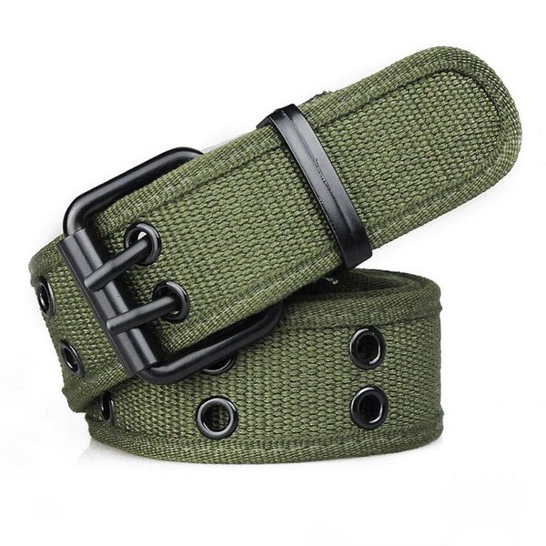 

wholesale- wholesale canvas men's belt double pin buckle waistband for men 2017 male canvas belts fashion belts, Black;brown