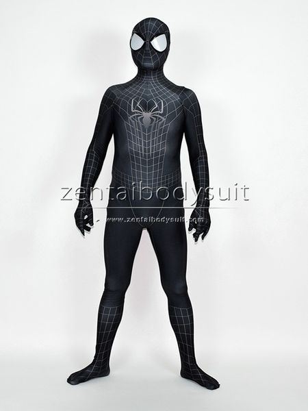 

the amazing spiderman 2 black costume black spider-man halloween fullbody cosplay suit, Black;red