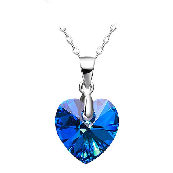 

beautiful gift for girlfriend blue colour heart pendant genuine 925 charm sterling silver jewelry ( not include chain ) wholesale