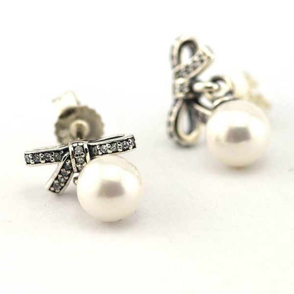 

Серьги жемчужные оригинальные S925 стерлингового серебра подходит для пандора сти