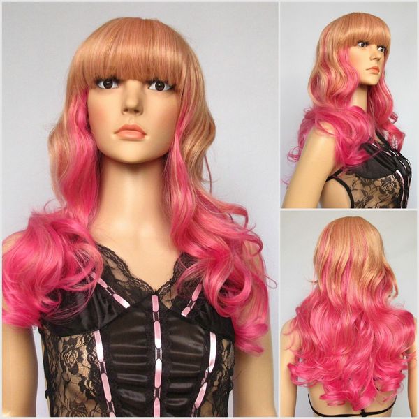 

new arrive harajuku long wavy costume cosplay wig synthetic hair wigs anime, Black;brown