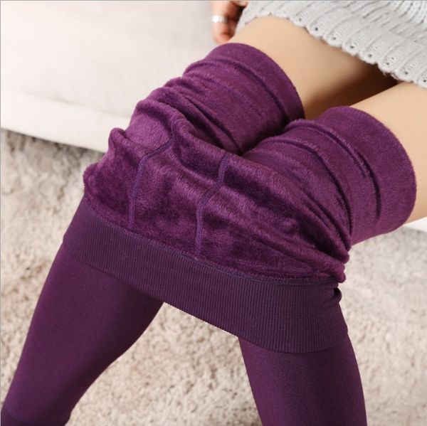 Großhandel - S-XL 7 Farben Winter Neue Mode Damen Warme Leggings Hohe Elastizität Gute Qualität Solide Allgleiches Leggings Dicke Samthose