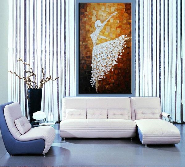 Impressione incorniciata Ballerina Girl Tela Pittura a olio Dipinta a mano Home Living Room Decor Immagini Wall Art Quadri astratti moderni MAF90