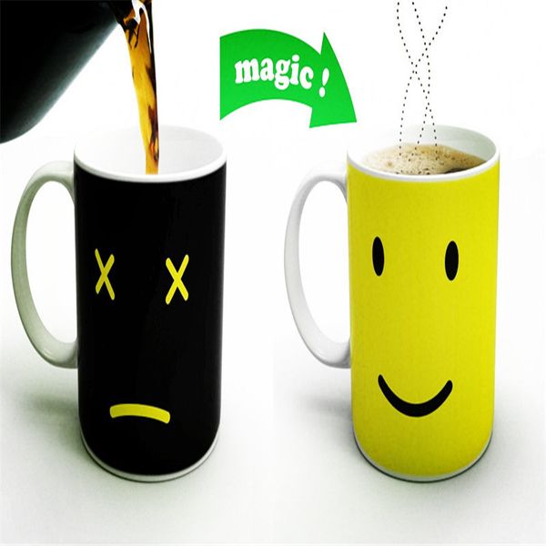 

wholesale- creative smile face changing mug expression changes ceramic magical coffee cup temperature sensing cup novelty gift home decor