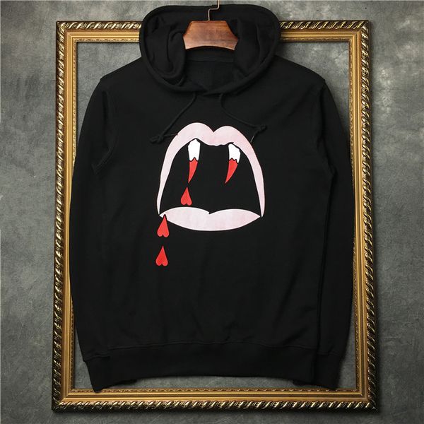 

2017 blood teeth men hoody vampire cotton women men pullover school style hoodies, Black