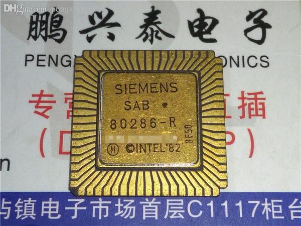 SAB80286-R, pacchetto in ceramica LCC-68 oro. 80286-R. Microprocessore vintage a 16 bit ~ 80286 vecchia CPU, 286 /CQCC68 / IC