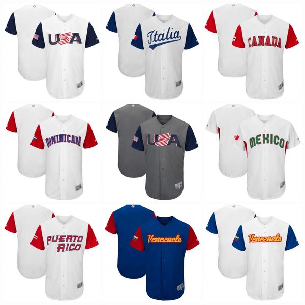 

2017 World Baseball Classic Jersey Puerto Rico Canada Dominicana Americ Ltalia Venesuela Mexico Cuba WBC jerseys Free shipping