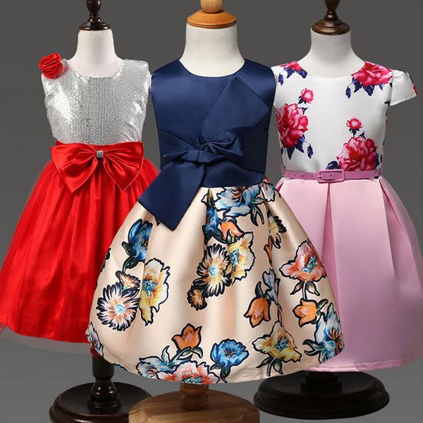 

children kids baby girl princess birthday ceremonies dress for 3-8y 2017 fashion baby girl dress baptism dresses for party and wedding, Red;yellow