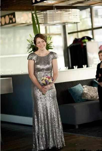 

2017 New Cheap Dark Grey Sequins Mermaid Long Bridesmaid Dresses Backless Short Cap Sleeves Wedding Party Dresses Custom Made, Blue;red