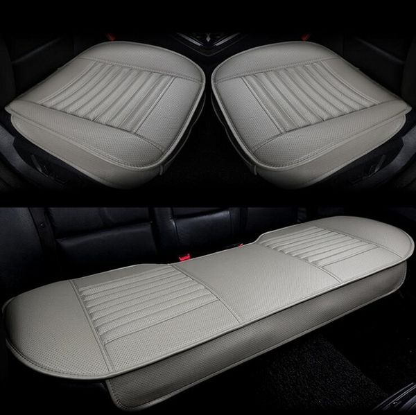 

new car front/back seat covers bamboo charcoal artificial pu leather universal fit suv sedans
