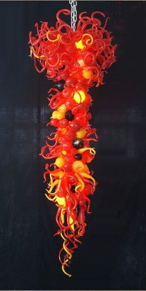

100% handmade blown glass art chandelier light unique designed long shape pretty colored glass pendant lamps for l stair decoration