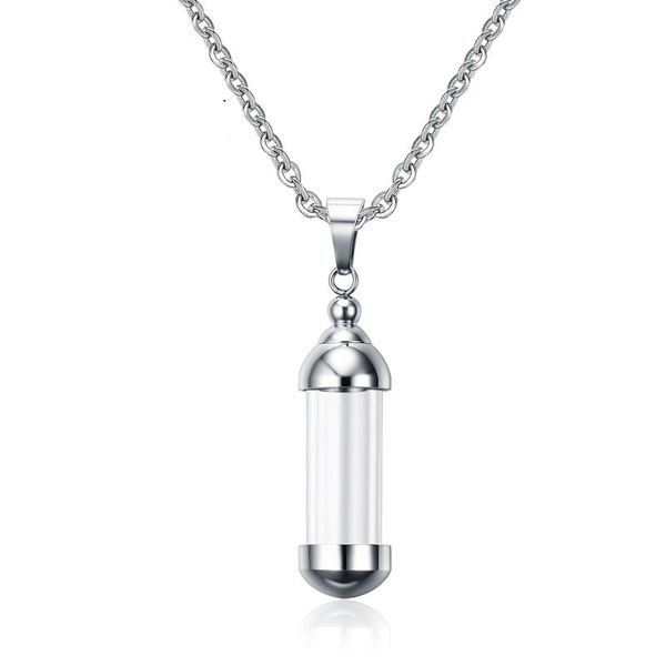 

women necklaces stainless steel glass collect sand flower open bottle memorial pendant necklace cremation urn jewelry pn-716s, Silver
