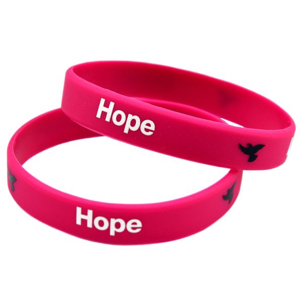 100 PZ Logo Motivazionale Stampato Amore Speranza Sogno Bracciale in Gomma di Silicone Formato Adulto 2 Colori Regalo di Promozione