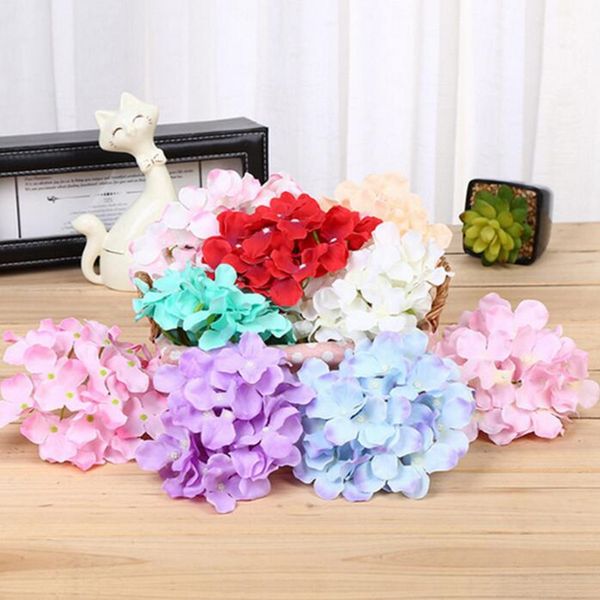 Nova Chegada Artificial Silk Hydrangea Cabeças de Flor para DIY Buquê de Casamento Corsage de Cabelo Arco de Parede Casa Decoração Fontes