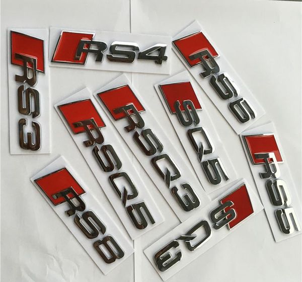 Chrome Metal Trunk Número Letras Emblema Emblema Etiqueta para Audi RS3 RS4 RS5 RS6 RSQ3 RSQ5 SQ5 SQ3
