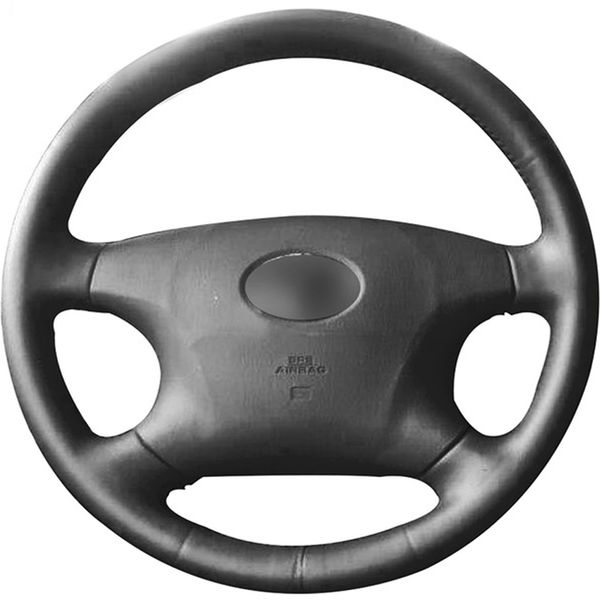 

black leather hand-stitched car steering wheel cover for old toyota corolla avalon mark 2