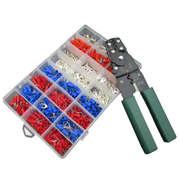 

1000pc pre-insulated terminals assortment kit with crimping tool crimper plier