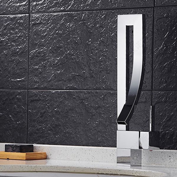 

2018 wholesale new creative concept fashion copper swivel square style sink mixer /waterfall deck mount faucet with one handel waterfall tap