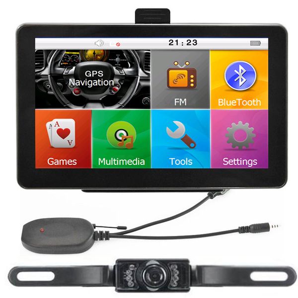 

7 inch car wireless bluetooth handsgps navigation 8gb maps avin mp4 800mhz cpu system with 7 inch gps protective bag