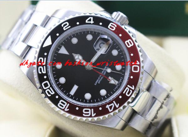 

luxury watches automatic movement 40mm 116719 red black ceramic bezel silver stainless steel bracelet automatic men's wristwatches, Slivery;brown