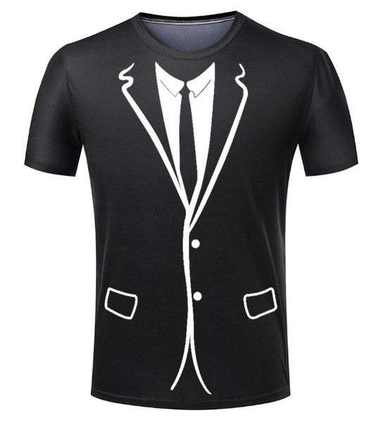 

3d fashion t-shirt tuxedo t shirt 2017 new harajuku cartoon character full printed tee s-5xl h54, White;black