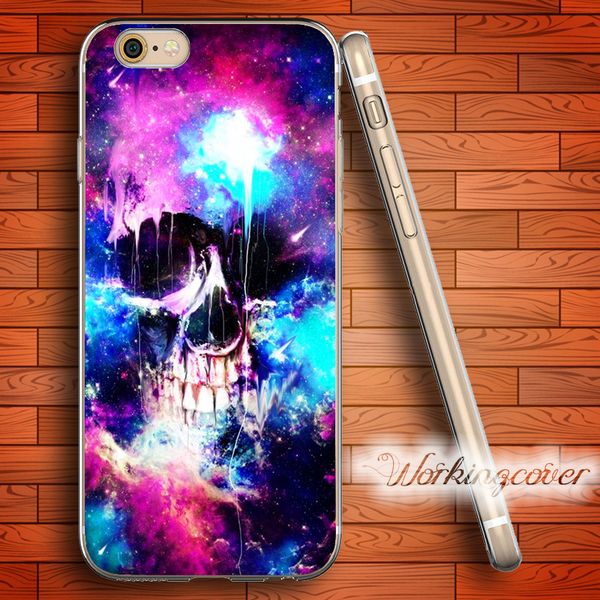 

fundas space skull nebula soft clear tpu case for iphone 7 6 6s plus 5s se 5 5c 4s 4 case silicone cover