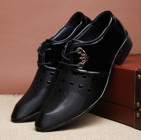 

new black pointed toe wedding shoes british fashion men's dress flats patent pattern shoe