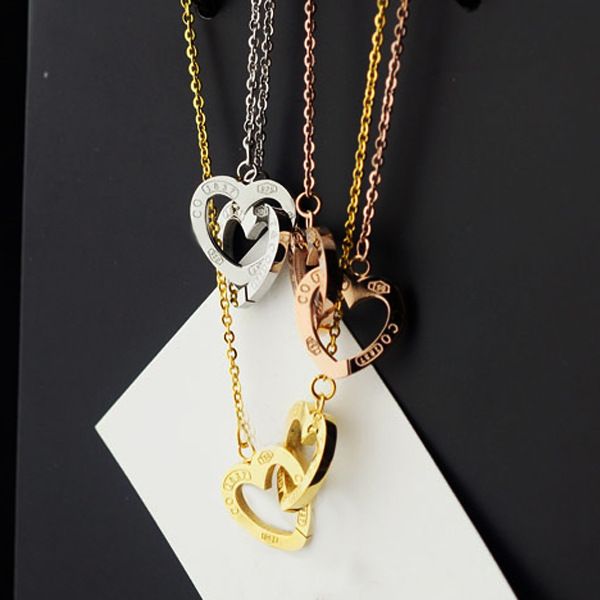 

womens Stainless Steel Chain Couples Heart Love Necklaces & Pendants for Korean women Fashion Trendy love Pendants Necklaces men Model