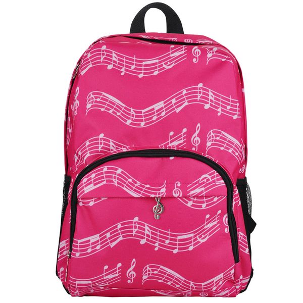 Durável notas de música padrão packpack duplo ombro racksacks sacos rosa presentes de natal para meninas 9620636