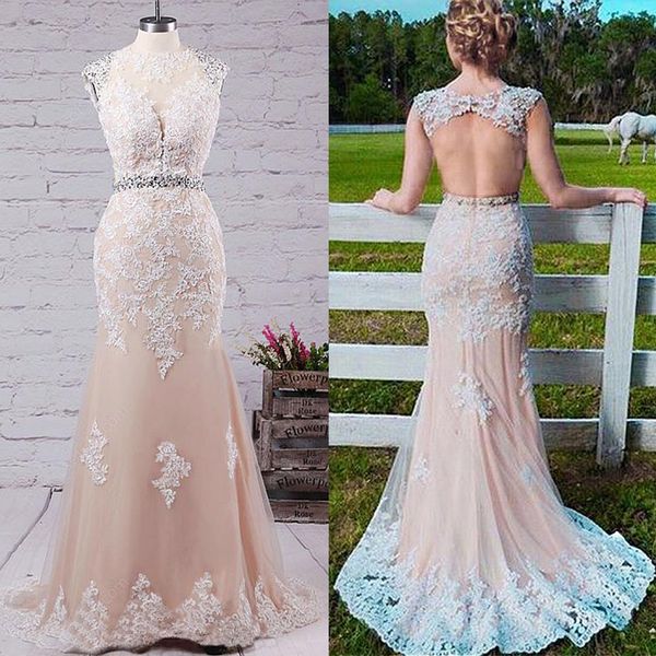 

romantic tulle jewel neckline sheath / column prom dresses with blue lace appliques beading sash evening dress vestidos de fiesta baratos, Black