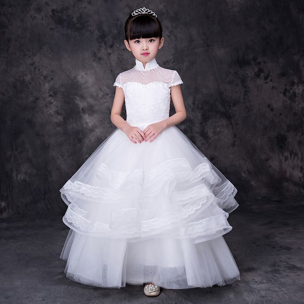 

новый цветок девушка платья с бисером cap рукава причастие партии театрализованное платье для маленьких девочек дети / дети платье для свадь, White;blue