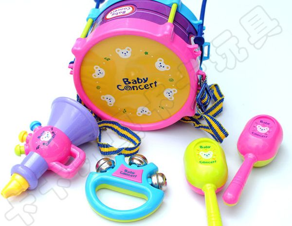 

5pcs educational baby kids roll drum musical instruments band kit children toy baby kids gift set ing
