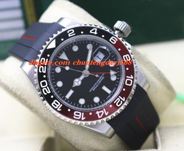

fashion luxury 116710 40mm ceramic bezel batman black/red rubber bracelet automatic movement men watches new arrival, Slivery;brown