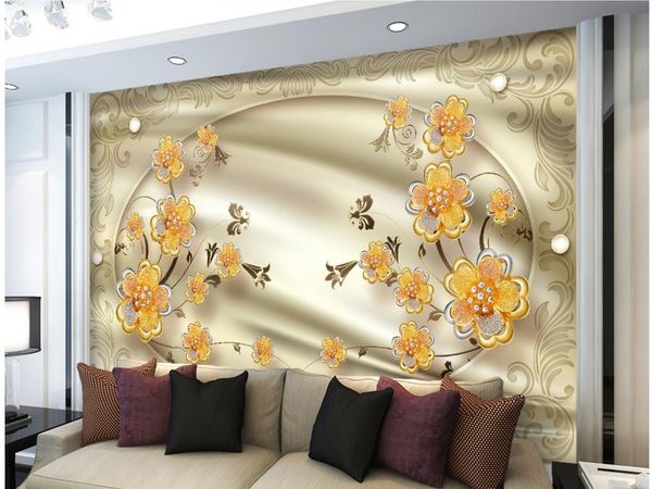 

silk gold jewelry stereo tv sofa background wall murals mural 3d wallpaper 3d wall papers for tv backdrop