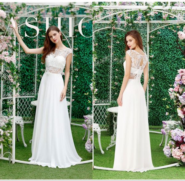 

2018 sheer полые свадебные платья bateau шеи рукавов длиной до пола свадебные платья простой пляж свадебное платье горячий обычай, White