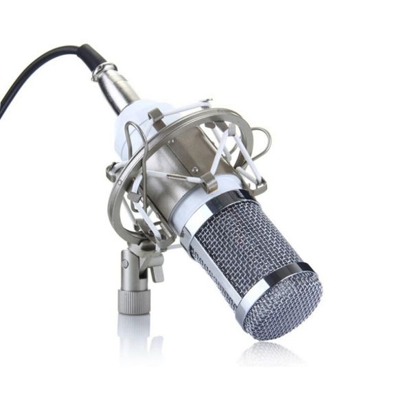 Freeshipping New Pro Condenser Microfono BM800 Studio Studio Dynamic Microfono dinamico + Montaggio di shock bianco + Cavo + Paradscreen A2 Silver