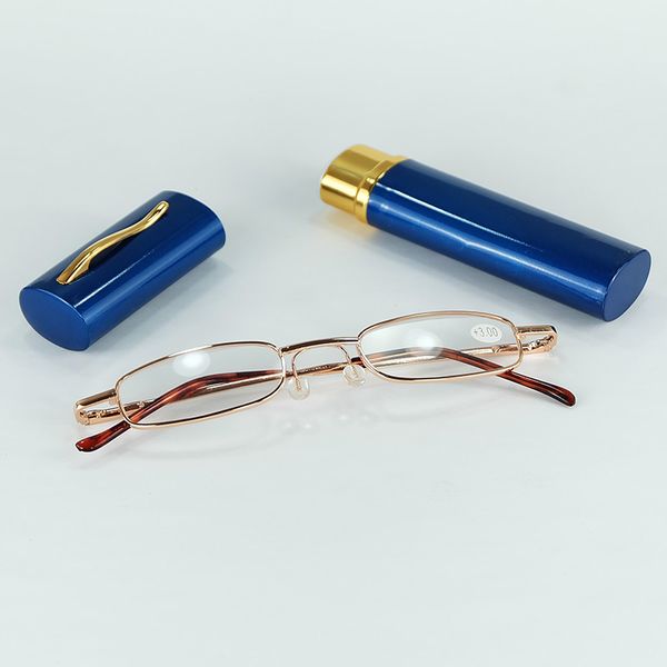 Schlanke Metallrohr-Lesebrille als Stifttopf-Brille, gemischte Farben und leistungsstarke Gläser für guten Schutz bei älteren Menschen