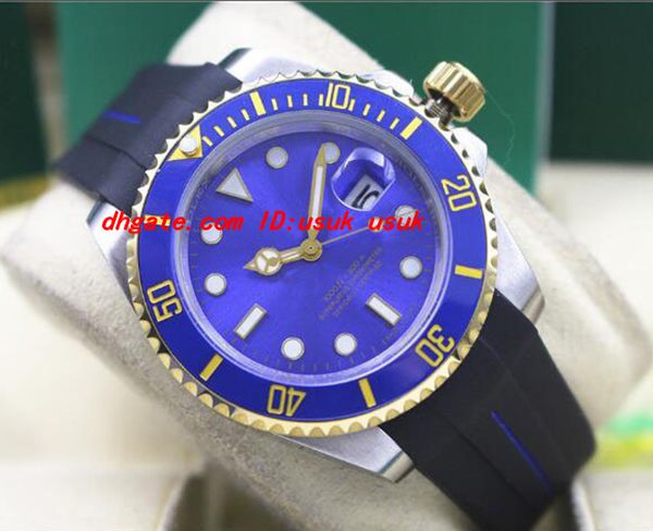 

luxury wristwatch 116618 rubber bracelet sunburst blue ceramic 40mm automatic mechanical men watches new arrival, Slivery;brown