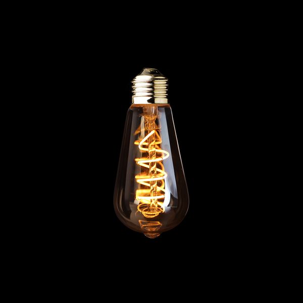 

st64 amber glass 3w dimmable edison spiral filament led bulb super warm 2200k e26 e27 base decorative household lighting