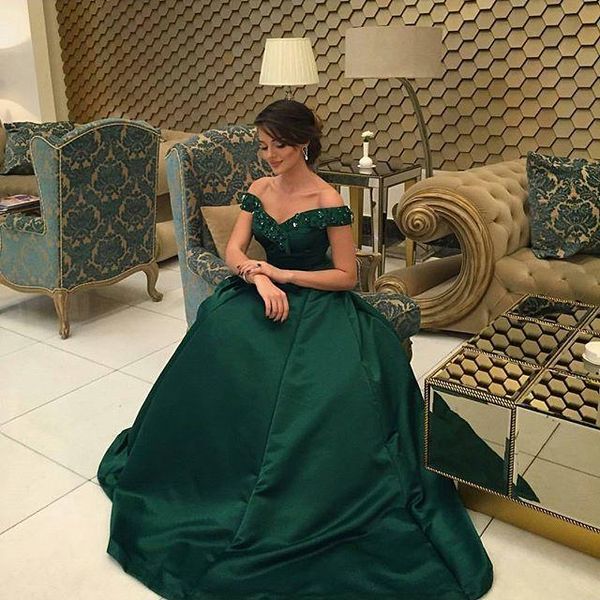 

fashion green evening dresses off shoulder diamonds satin a line long women formal dress party gowns custom size, Black;red