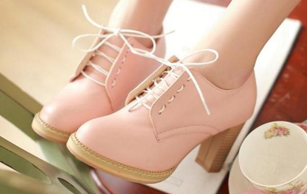 

2016 new student shoes high-heeled shoes with thick korean college wind small fresh, Black