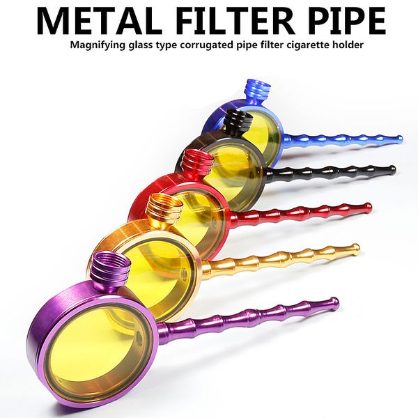 Металлический фильтр трубы увеличительное стекло тип гофрированные трубы держатель сигареты 5 цветов Alunimum сплава продукта против Sharpshone