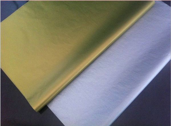 

wholesale- 100sheets/lot 50x66cm gold and silvery tissue wrapping paper gift paper wine bag shoes packaging packing protection material