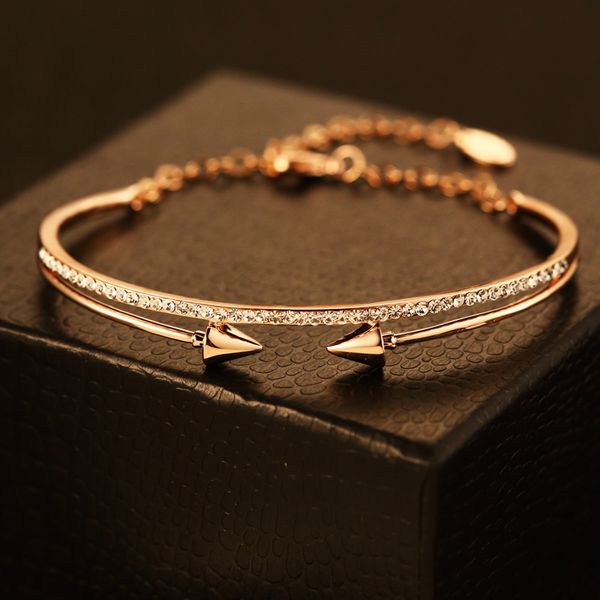

Personality Punk Bangles Fashion 18K Gold Plated Zircon Bangle & Bracelet European Cuff Bangle Party Jewelry