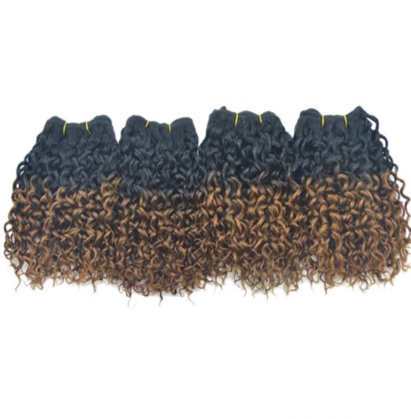 Venda quente Ombre Curly Weave 3 Pçs / lote Boa Qualidade Peruana Cabelo Humano Cores Puras Tingidas Extensões DHL Frete