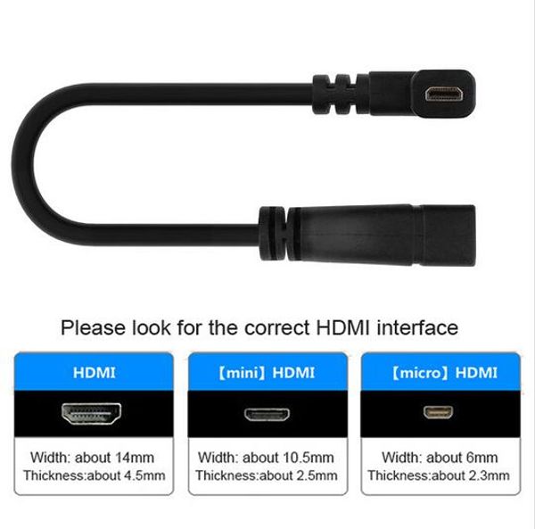 

90 degree micro hdmi right-toward male to hdmi female cable adapter convertor 1080p xc1144