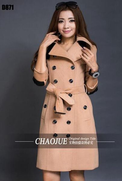 

women long big yards in the spring and autumn period and the han edition boutique fashion new cloth trench coat / s-4xl, Black