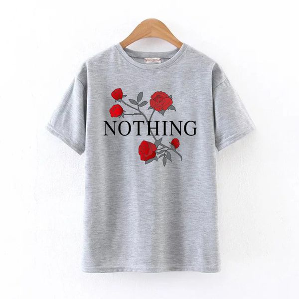 

wholesale- nothing rose casual t shirt t-shirt summer letter women 2017 harajuku plus short sleeve tshirt print shirts punk size agodx, Black
