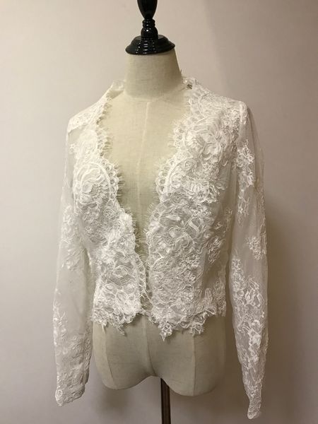 

wedding bolero-jacket bridal long sleeves lace jacket bridal wraps, White